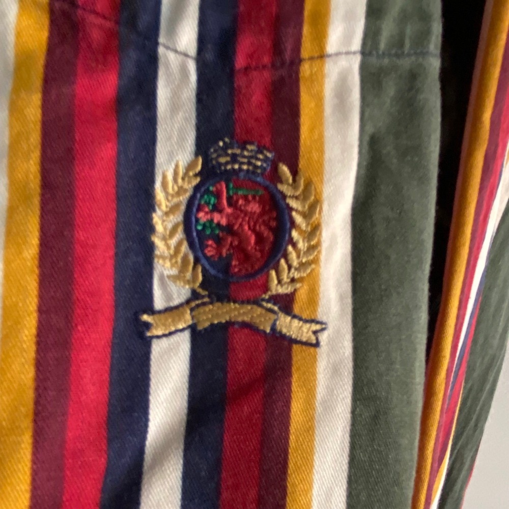 Tommy Hilfiger Mens Large Multi Color Vertical Stripe Button Down Shirt Vintage - Picture 3 of 7